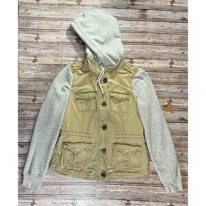 Abercrombie & Fitch Utility Jacket Hoodie Combo Sz L grunge Bella Swan Vtg Y2k